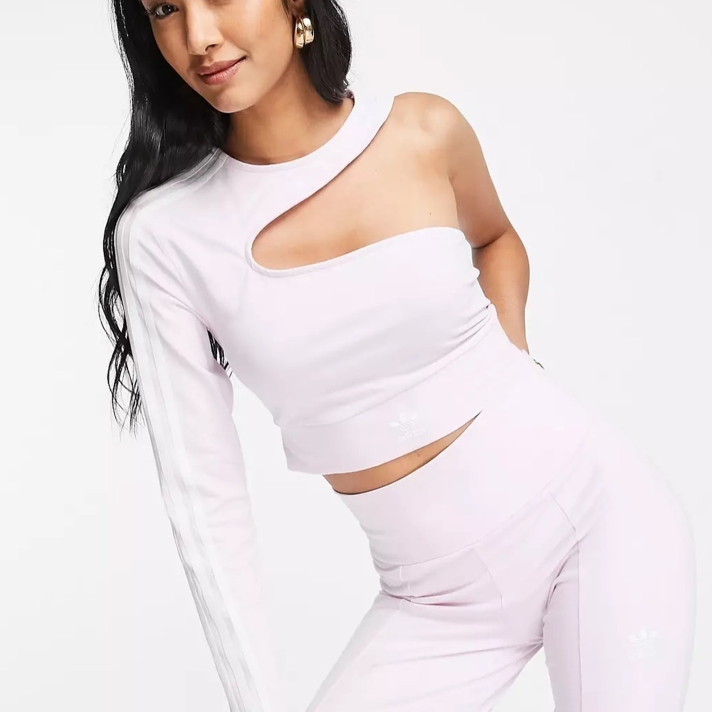 Adidas one sleeve cut out crop top new athletic workout